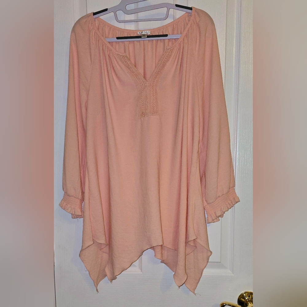 Spense Bohemian handkerchief hem top. Large